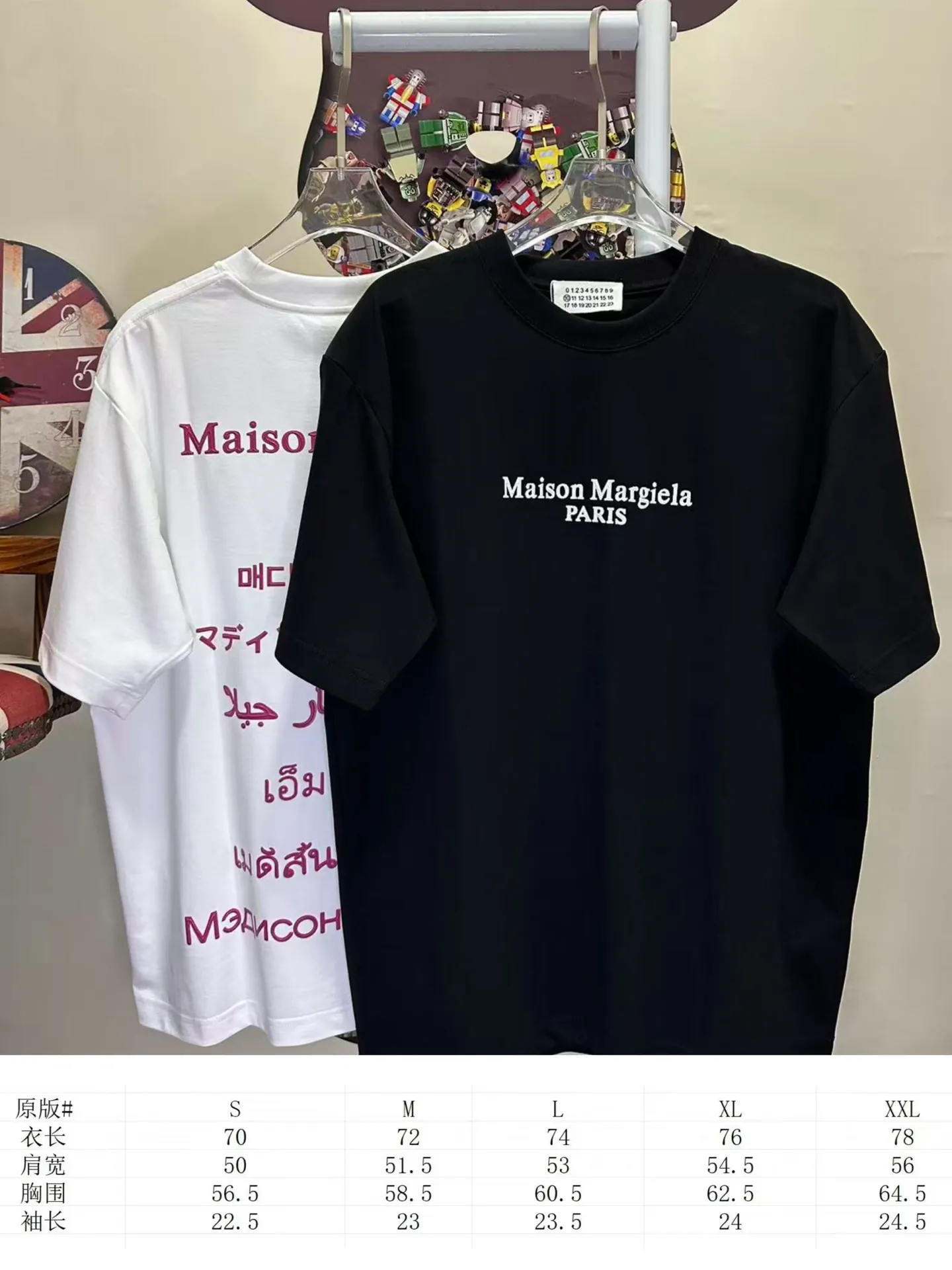 L 26892#P90💰martin mariela mm 6 24ss T ： 280 2*2 300g Color Change Classic logo Same Style ：Black White SIZE：S-XXL